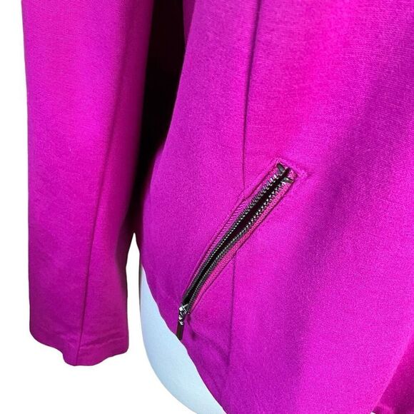 Lane Bryant Womens Plus 28 4X Ponte Moto Jacket Pink Asymmetrical Zip Stretch - Picture 6 of 15